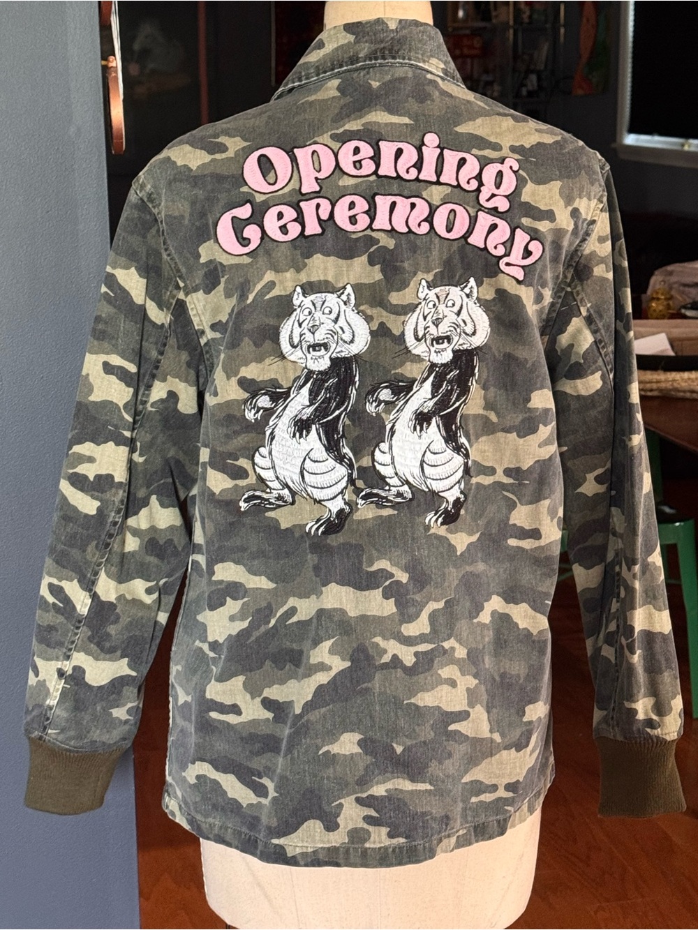 Opening Ceremony Women’s Camouflage Coach Jacket - Green